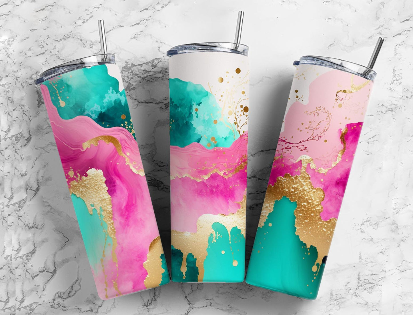 Pink And Aqua Alcohol Ink