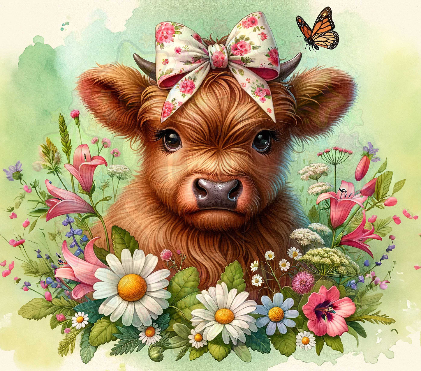 Green Watercolour Splash Highland