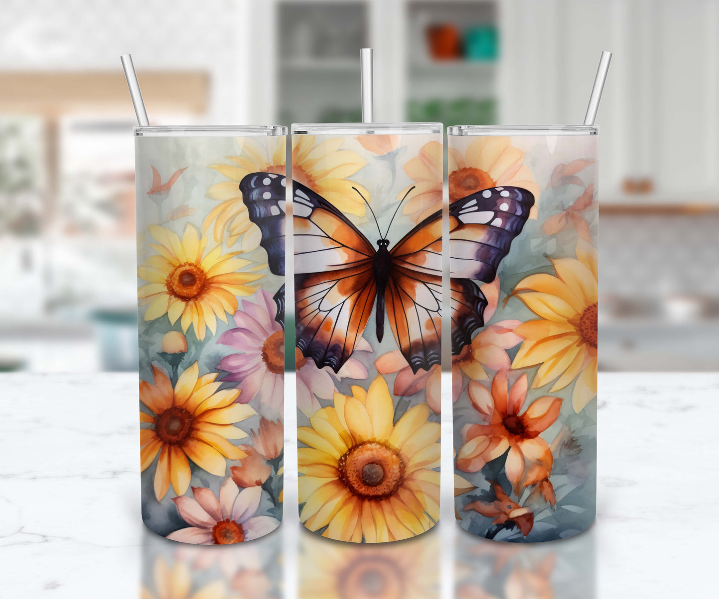 Monarch Butterfly Sunflowers