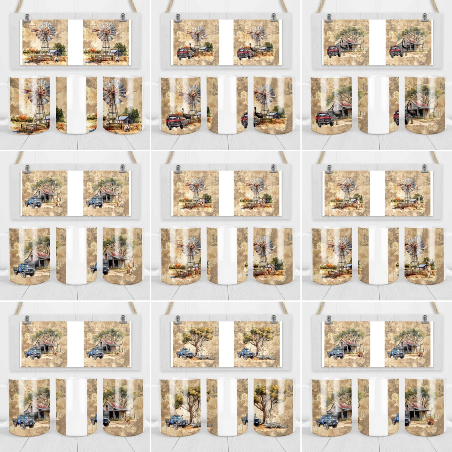 10pc Aussie Outback Mug Sublimation Pack