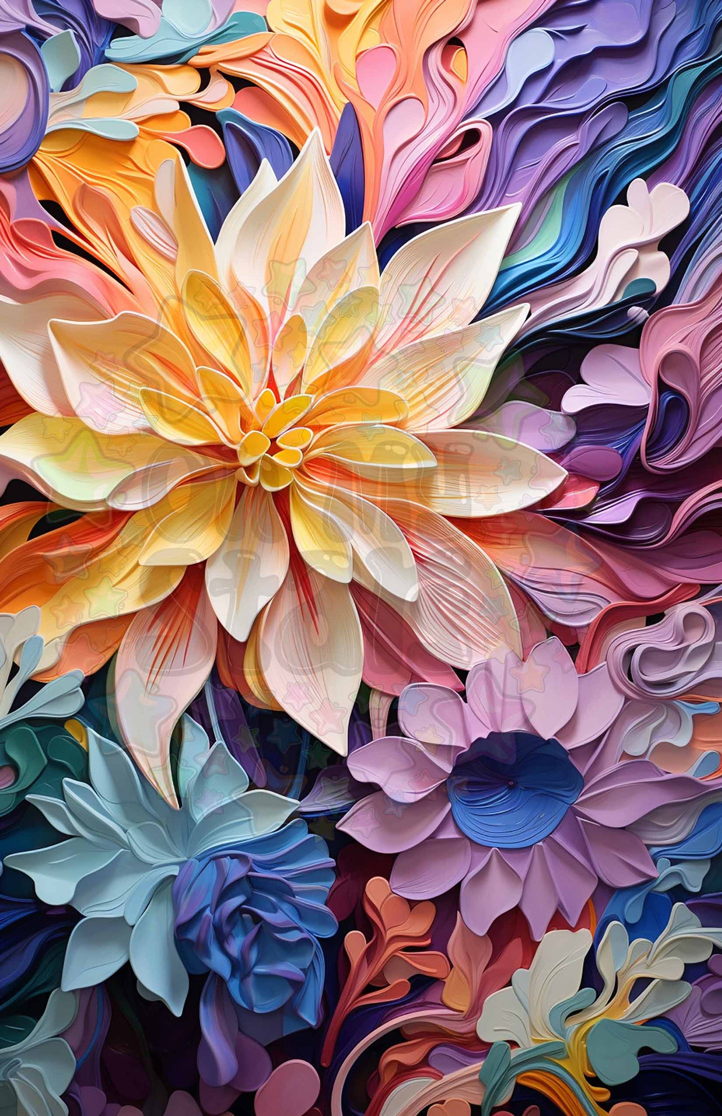 3D Pale Yellow Flower