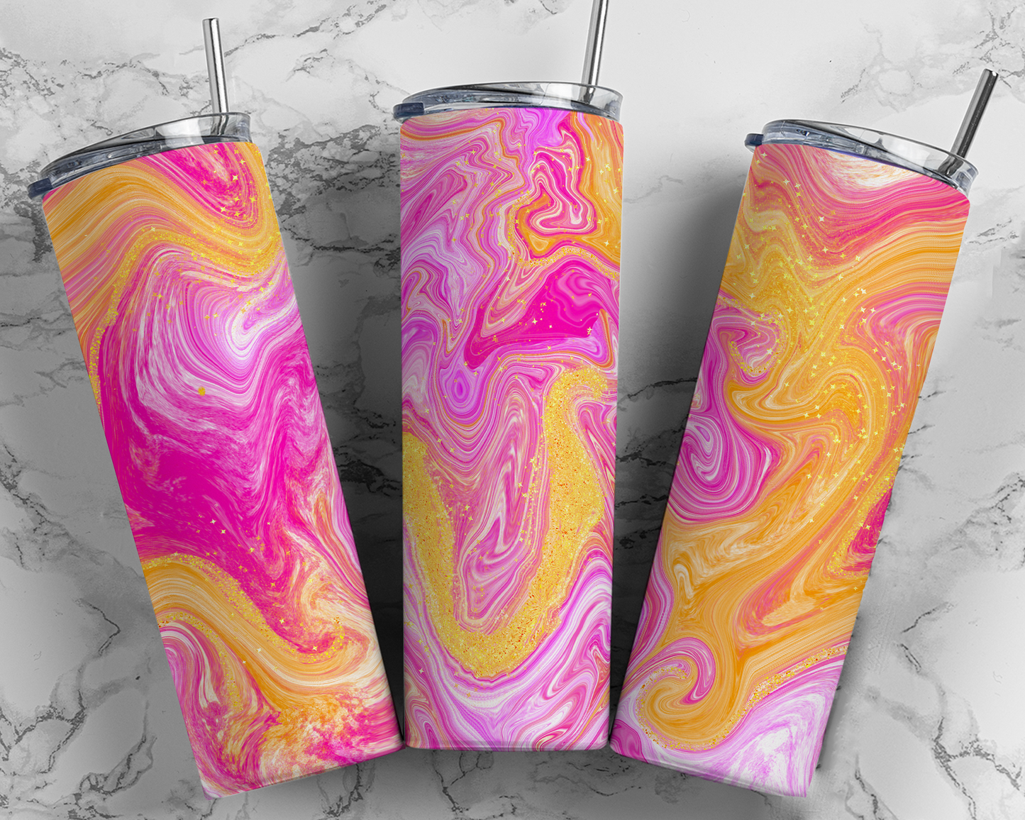 Orange Alcohol Ink Tumbler Wrap