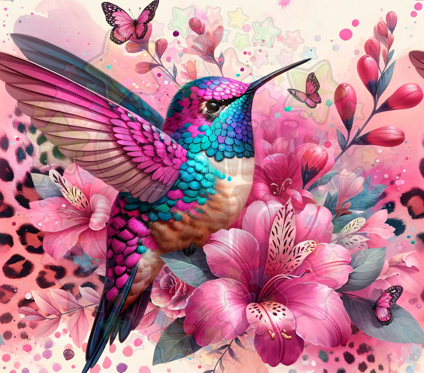 Pink Flower Hummingbird