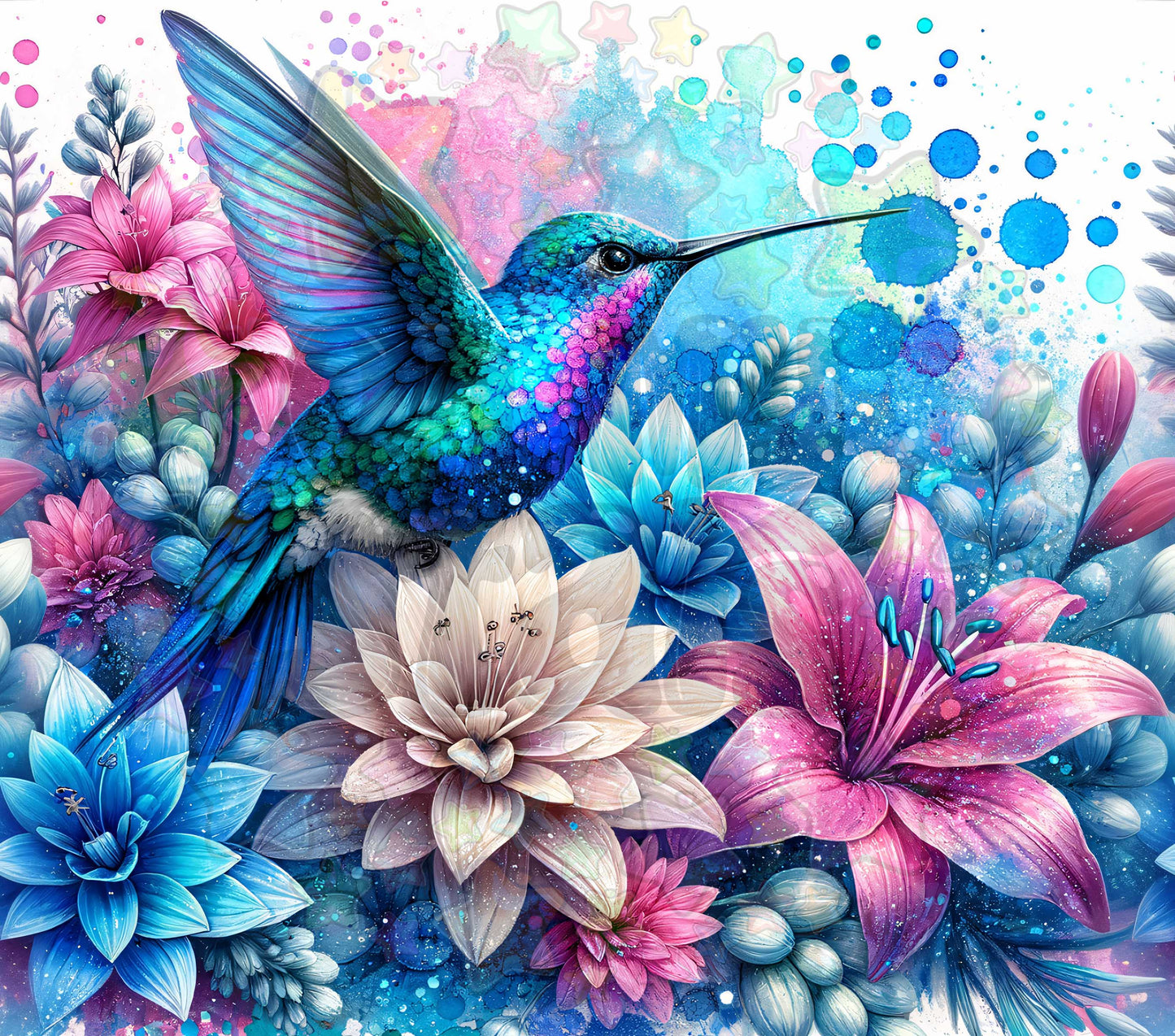 Pink and White Flower Hummingbird