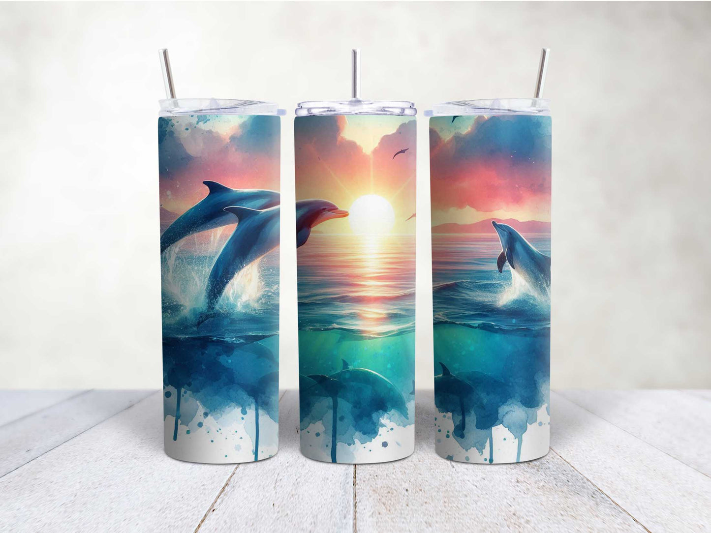 Dolphins at Sunset