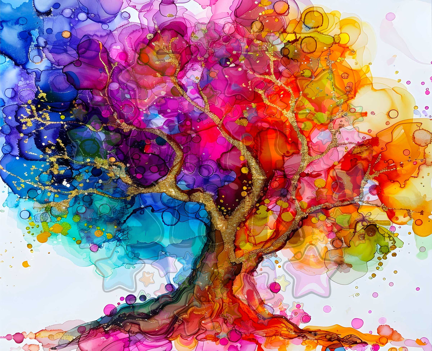Alcohol Ink Golden Streak Tree