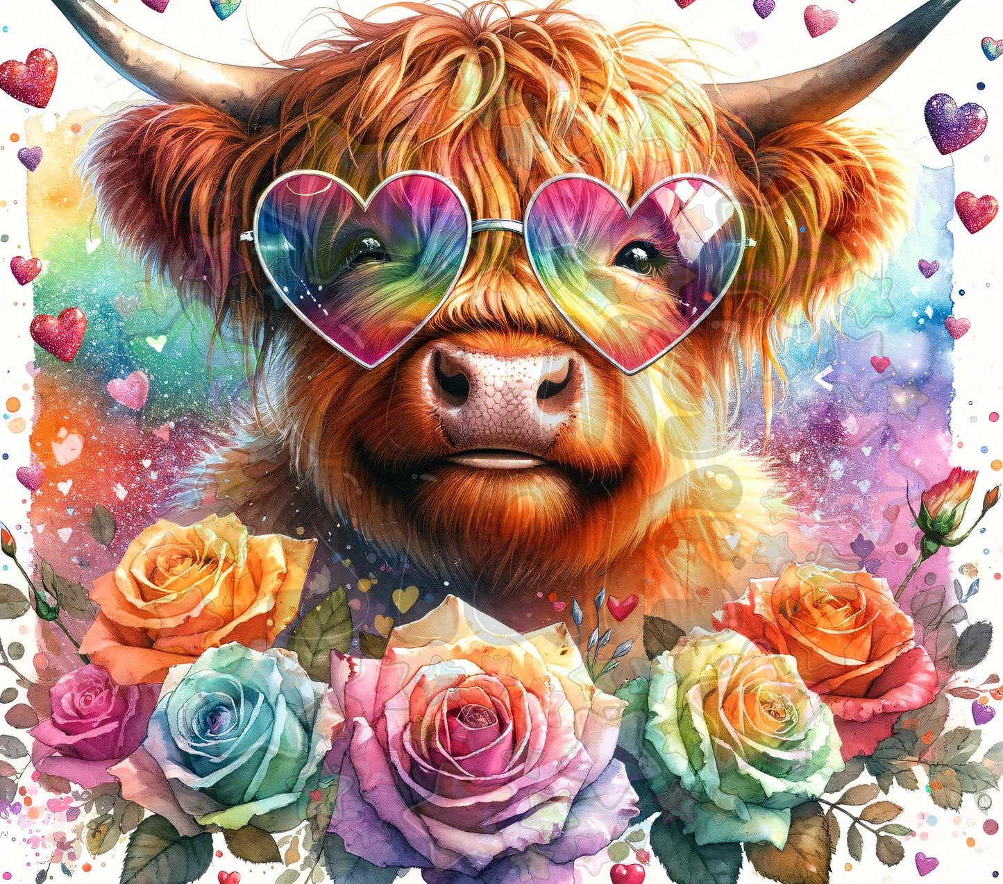 Highland Cow Rainbow Roses