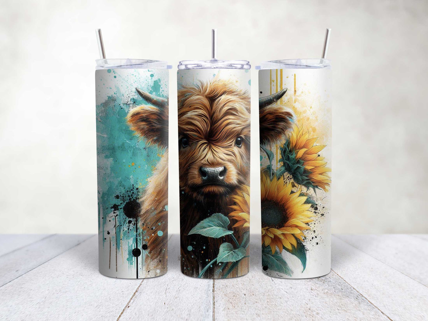 Sunflowers Highland Cow