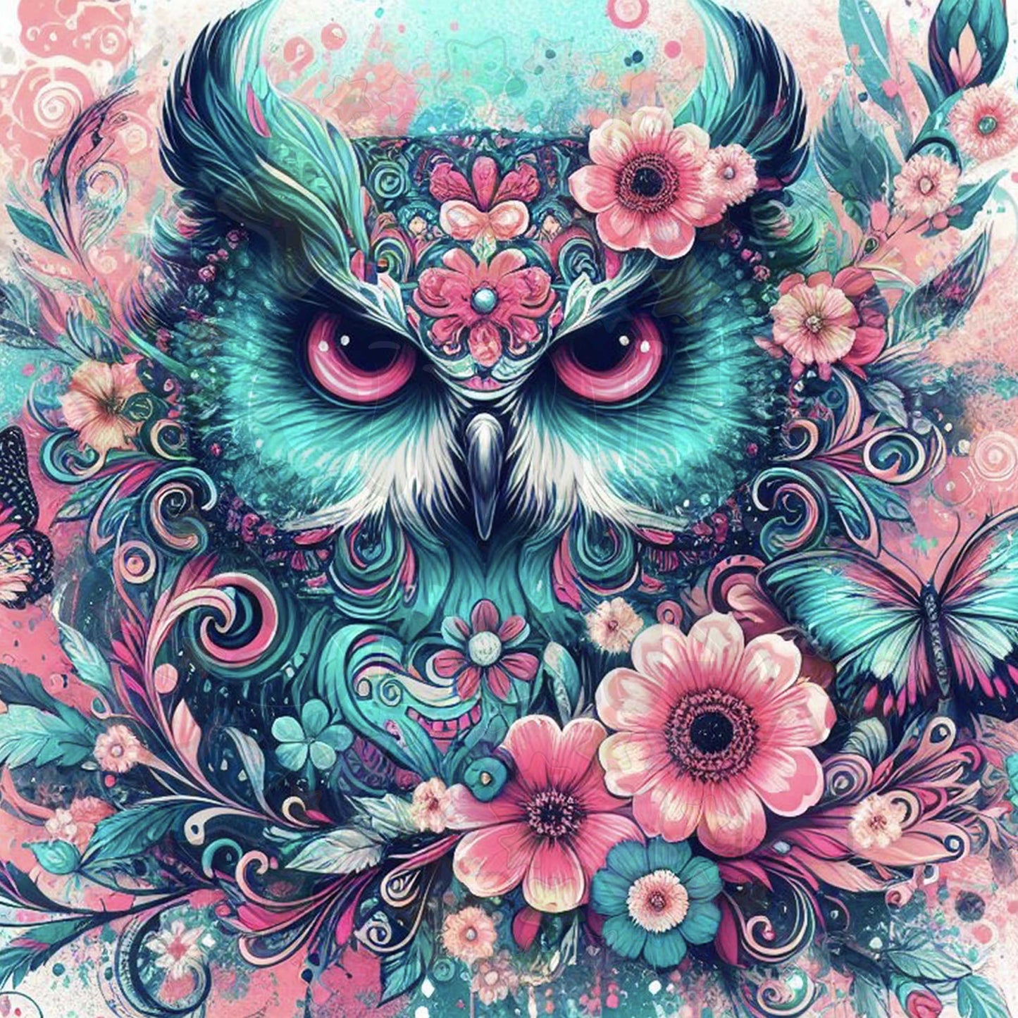 Teal n Pink Owl