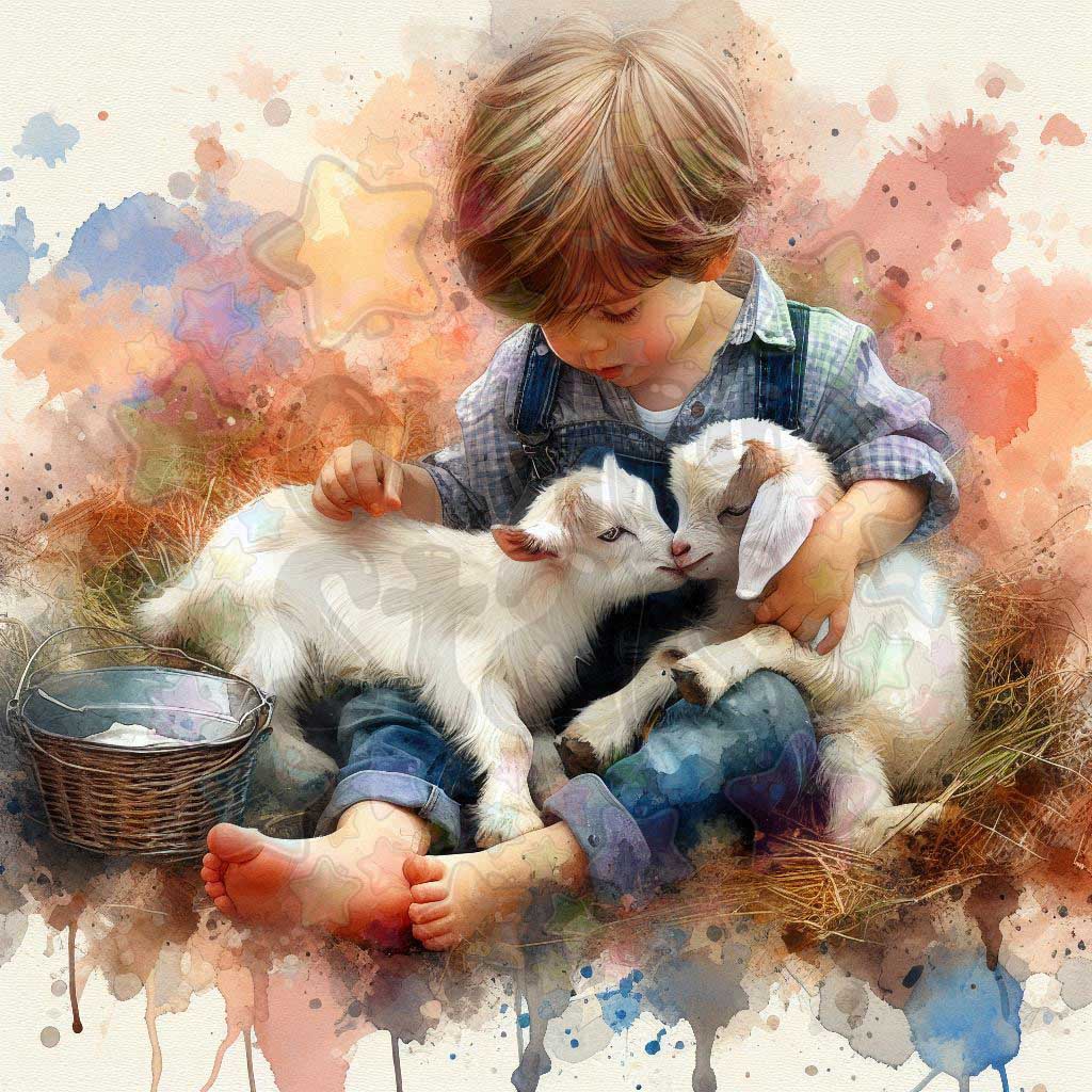 Boy with 2 Goats