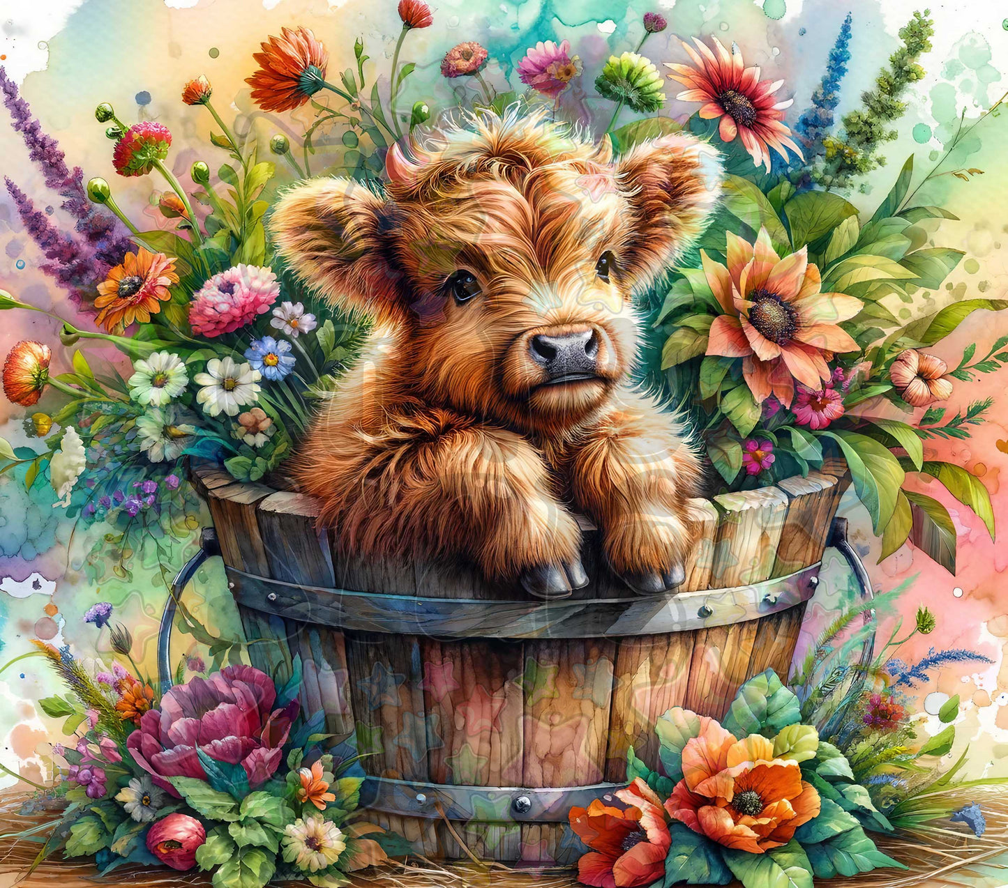 Highland Cow Flower Bucket