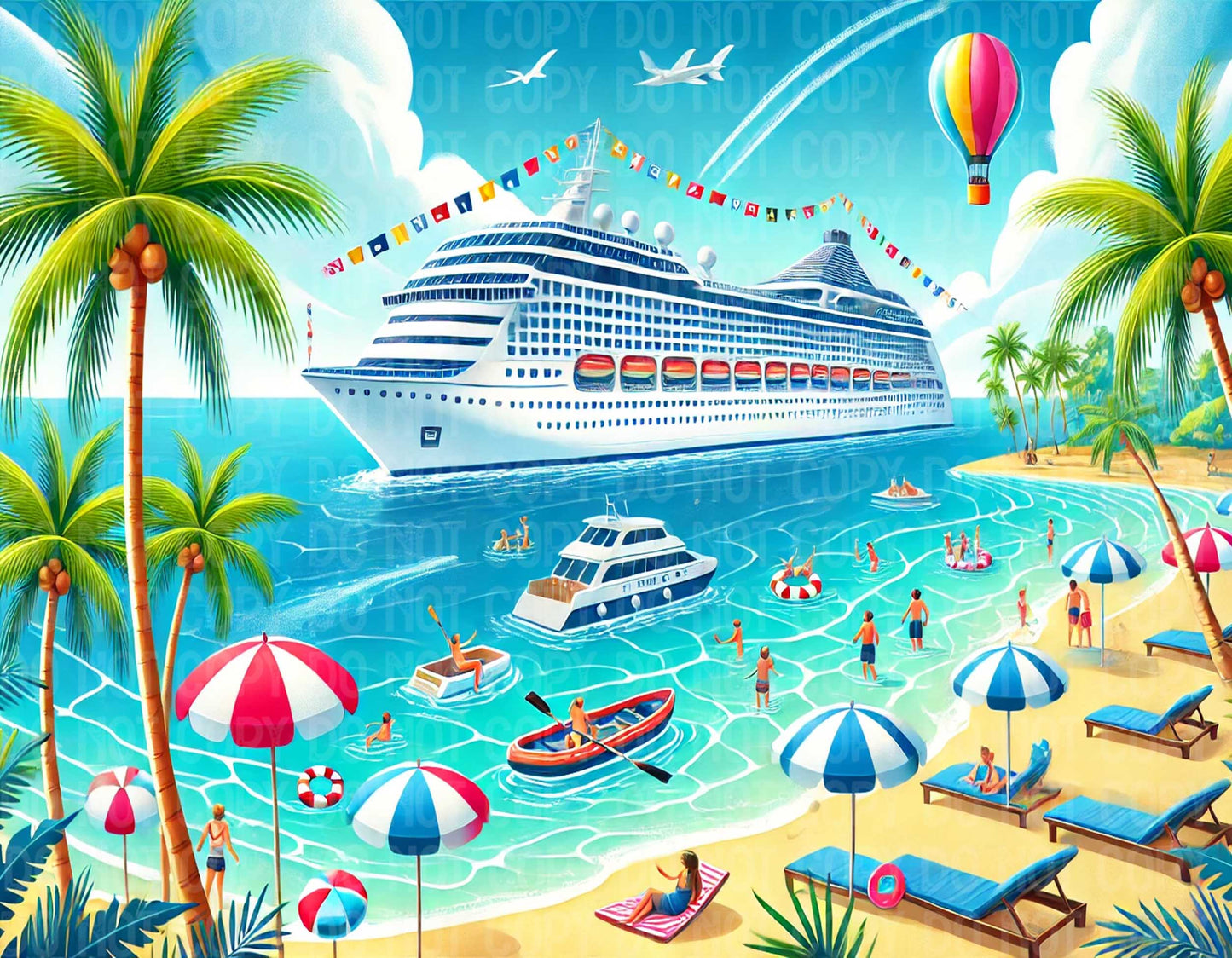 Cruise Ship Beach Cartoon