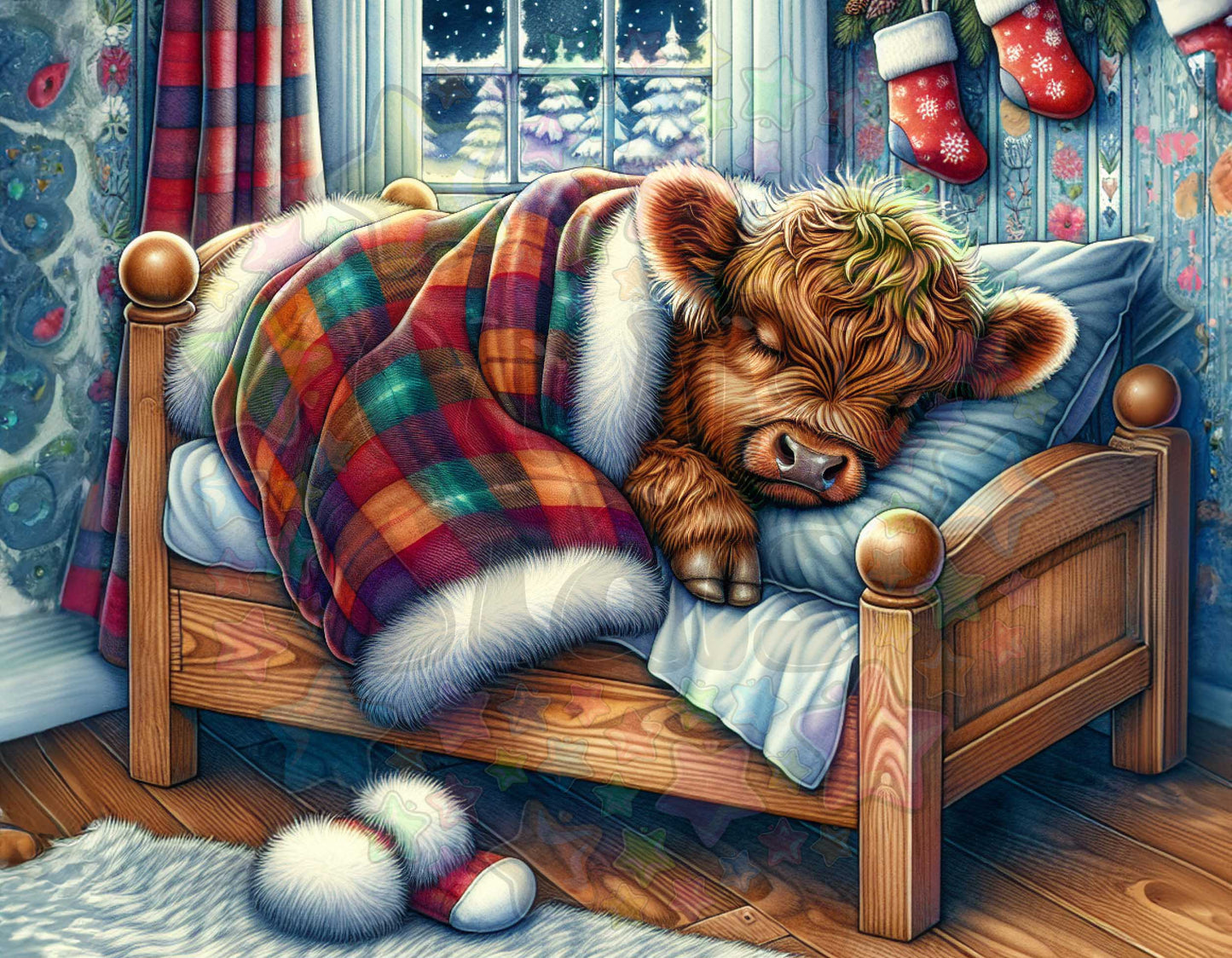 Highland Cow Christmas Night