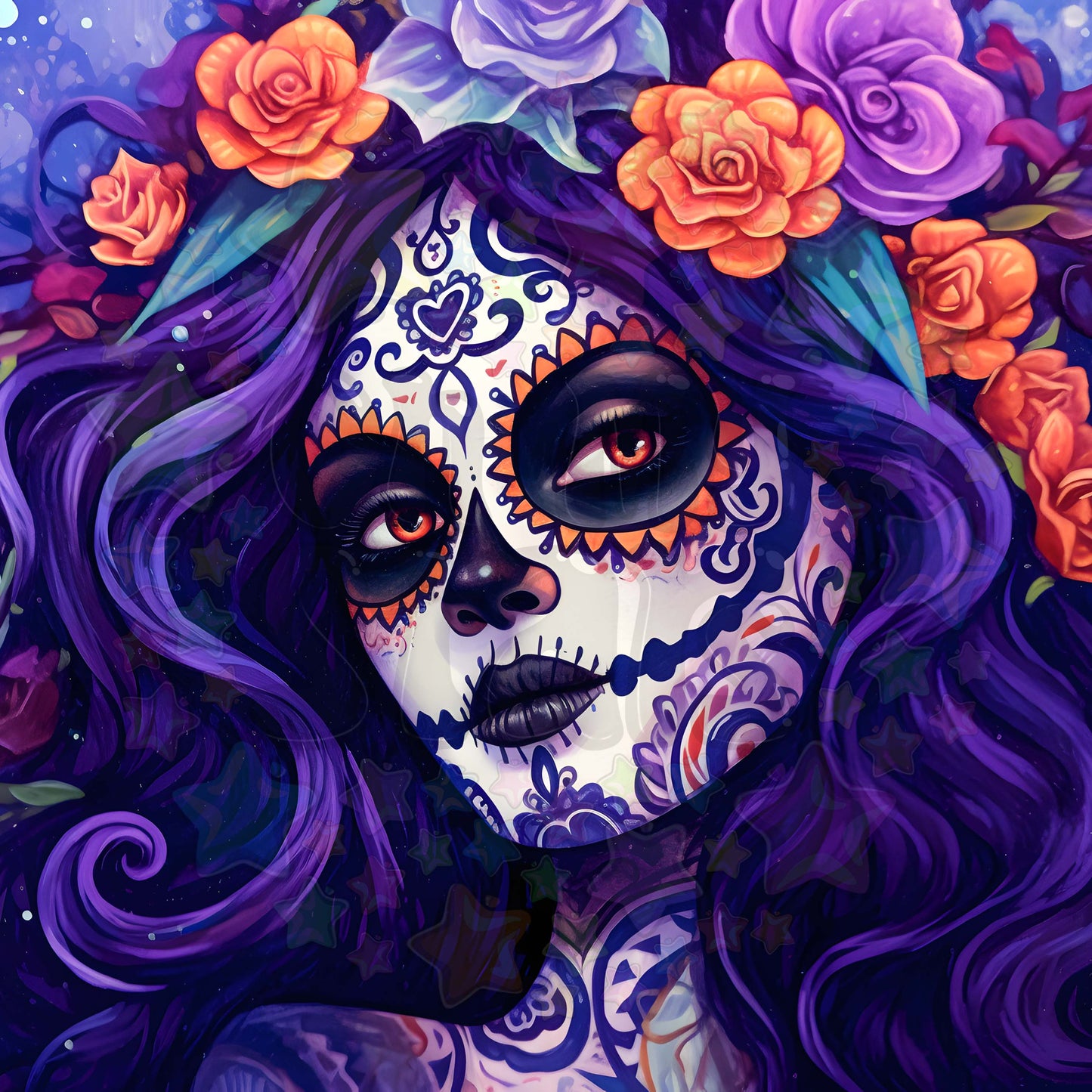 Purple and Orange Sugarskull