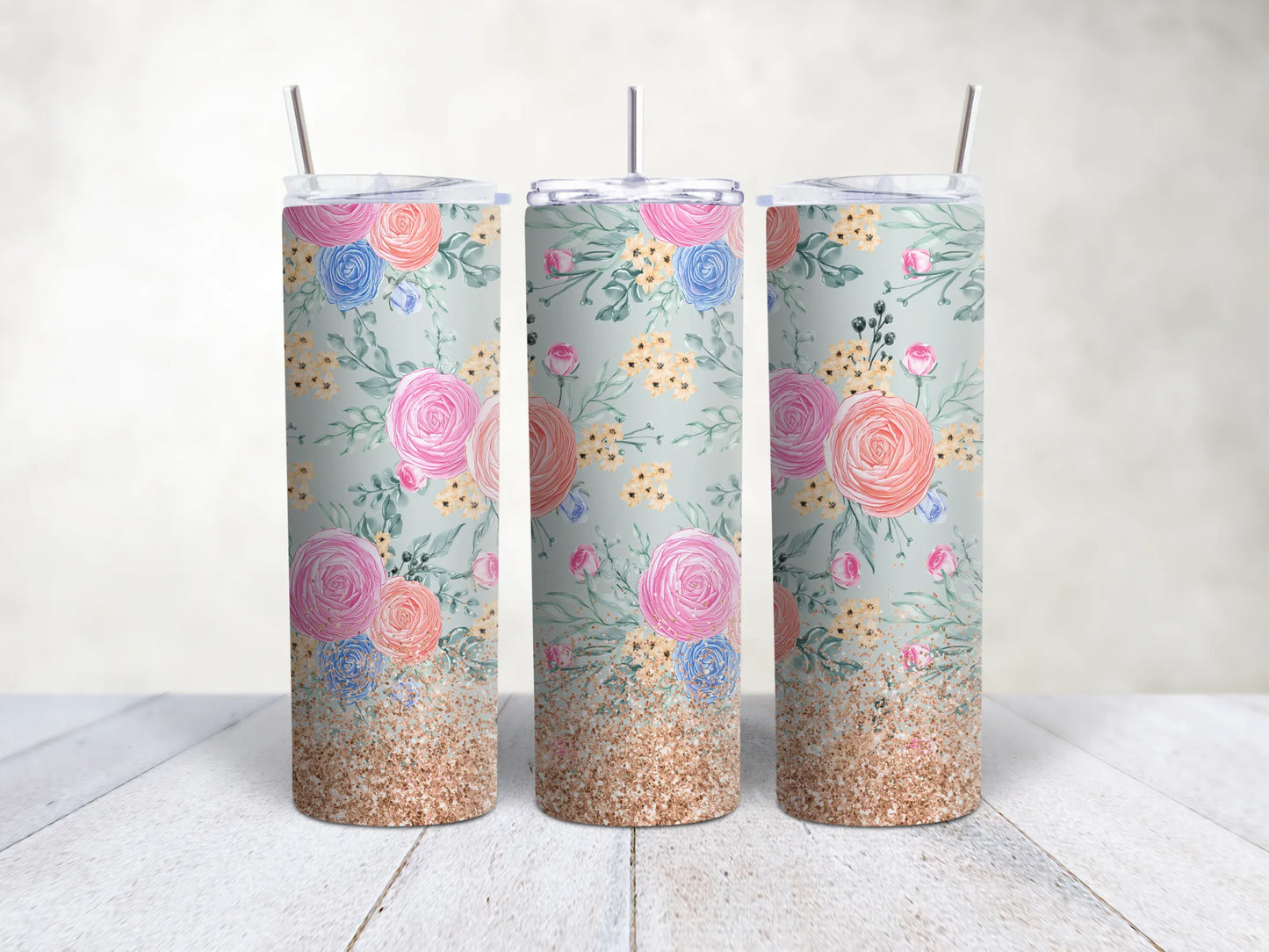 Gold Glitter Flowers