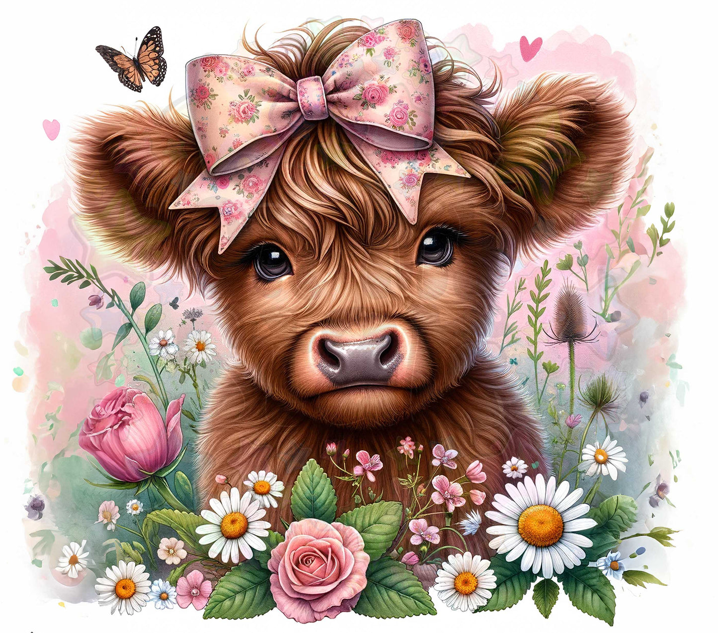 Pink Rose Bow Highland