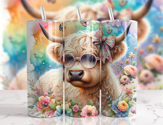 Highland Cow White Rainbow
