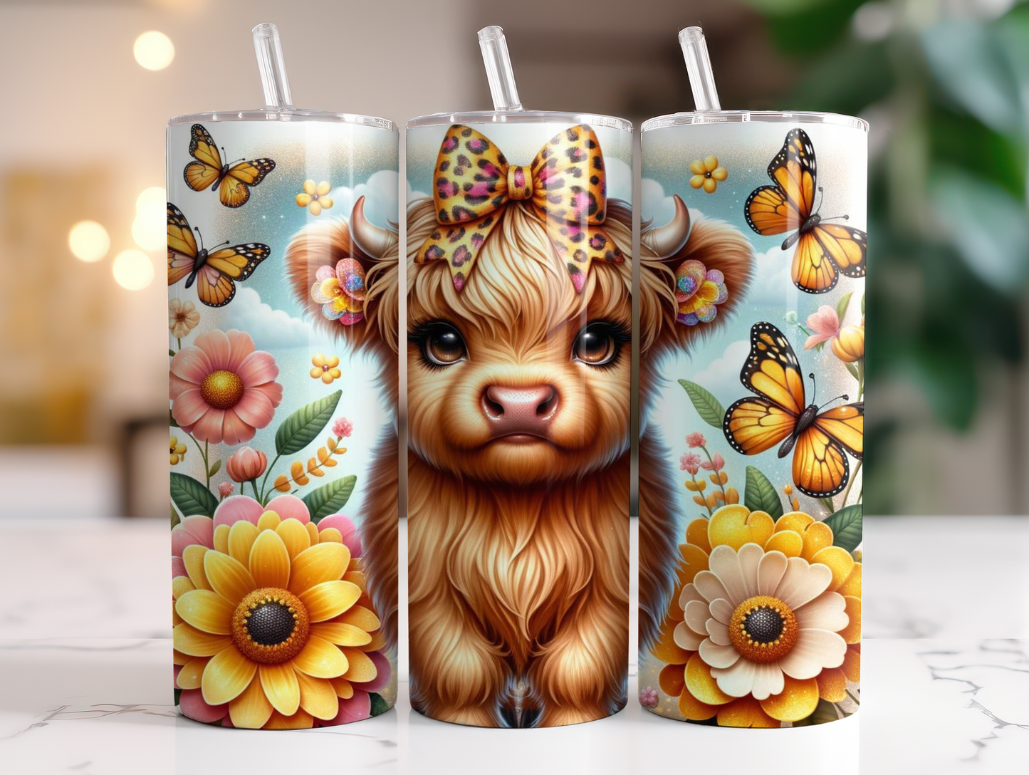 Highland Cow Sunflowers