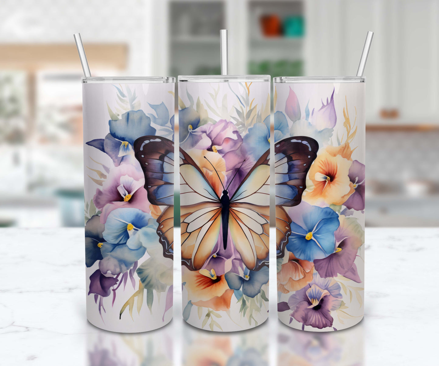 Butterfly Colourful Flowers