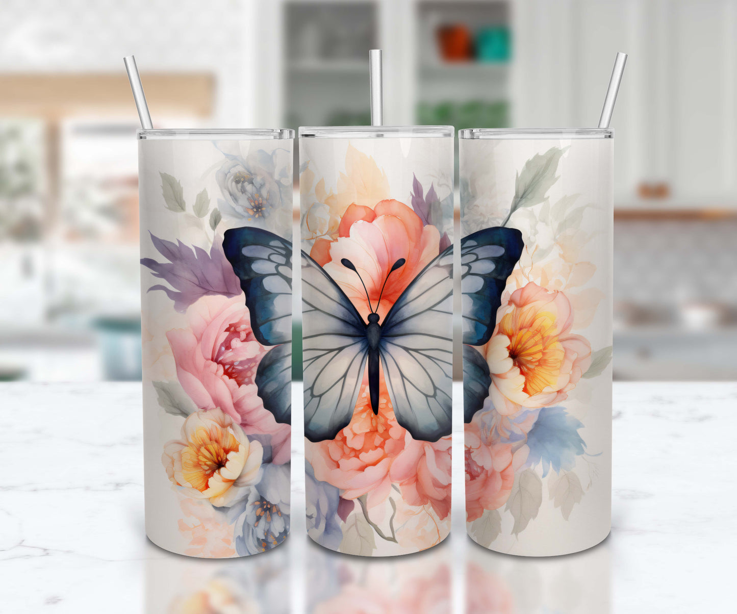Navy Butterfly Flowers