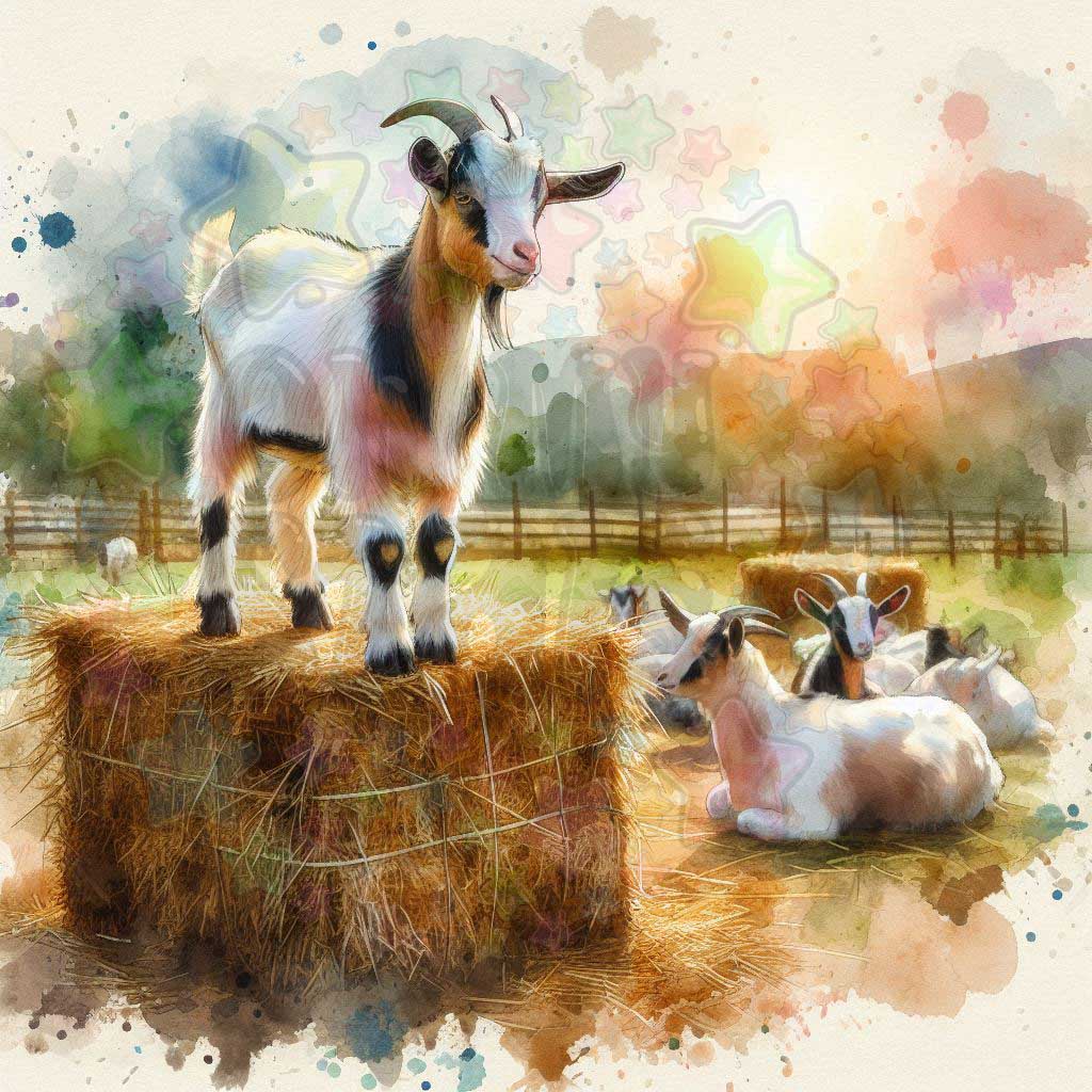 Goat on Square Bale Dusk