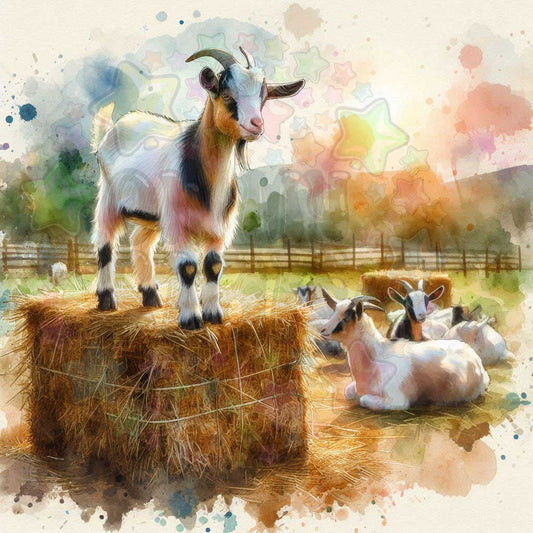 Goat on Square Bale Dusk