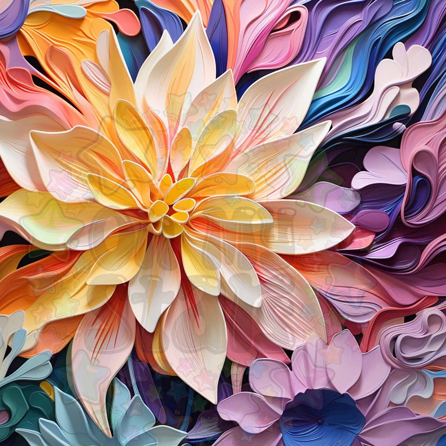 3D Pale Yellow Flower