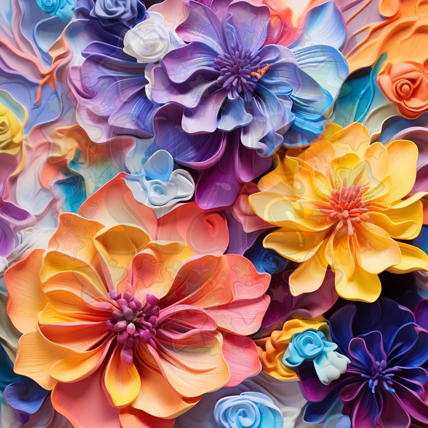 3D Multi Coloured Flowers