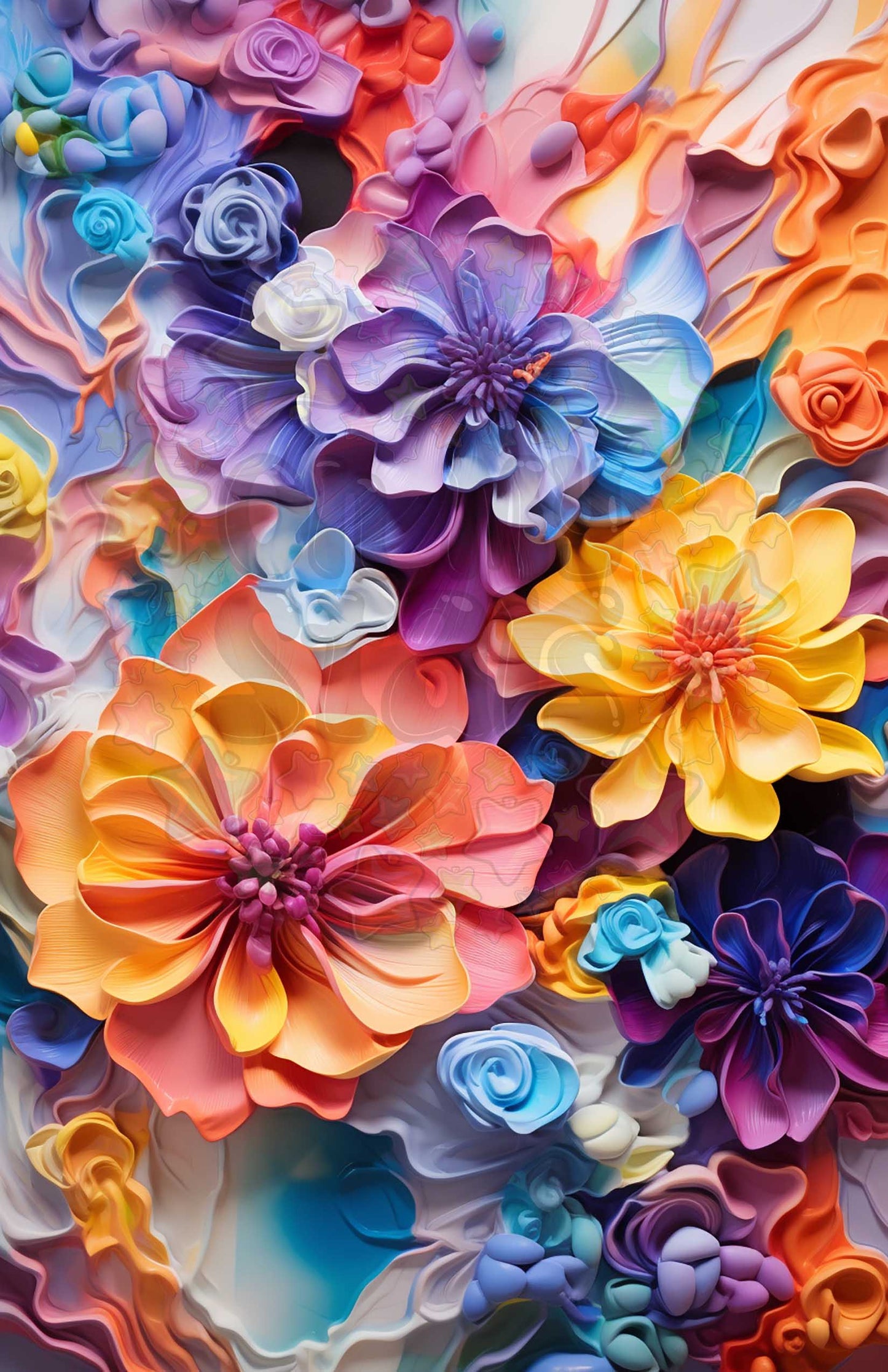 3D Multi Coloured Flowers