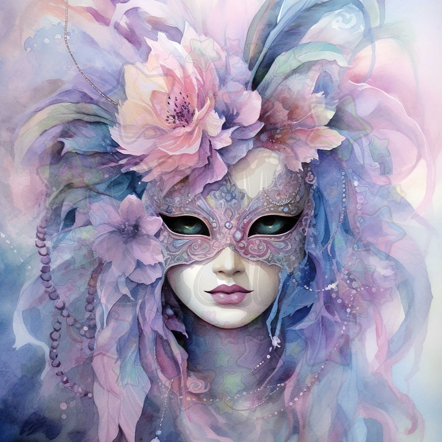 Pastel Masquerade Lady Feather