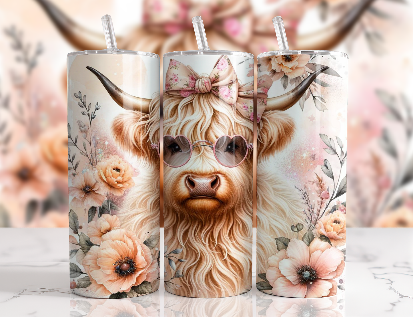 Peach Light Highland Cow