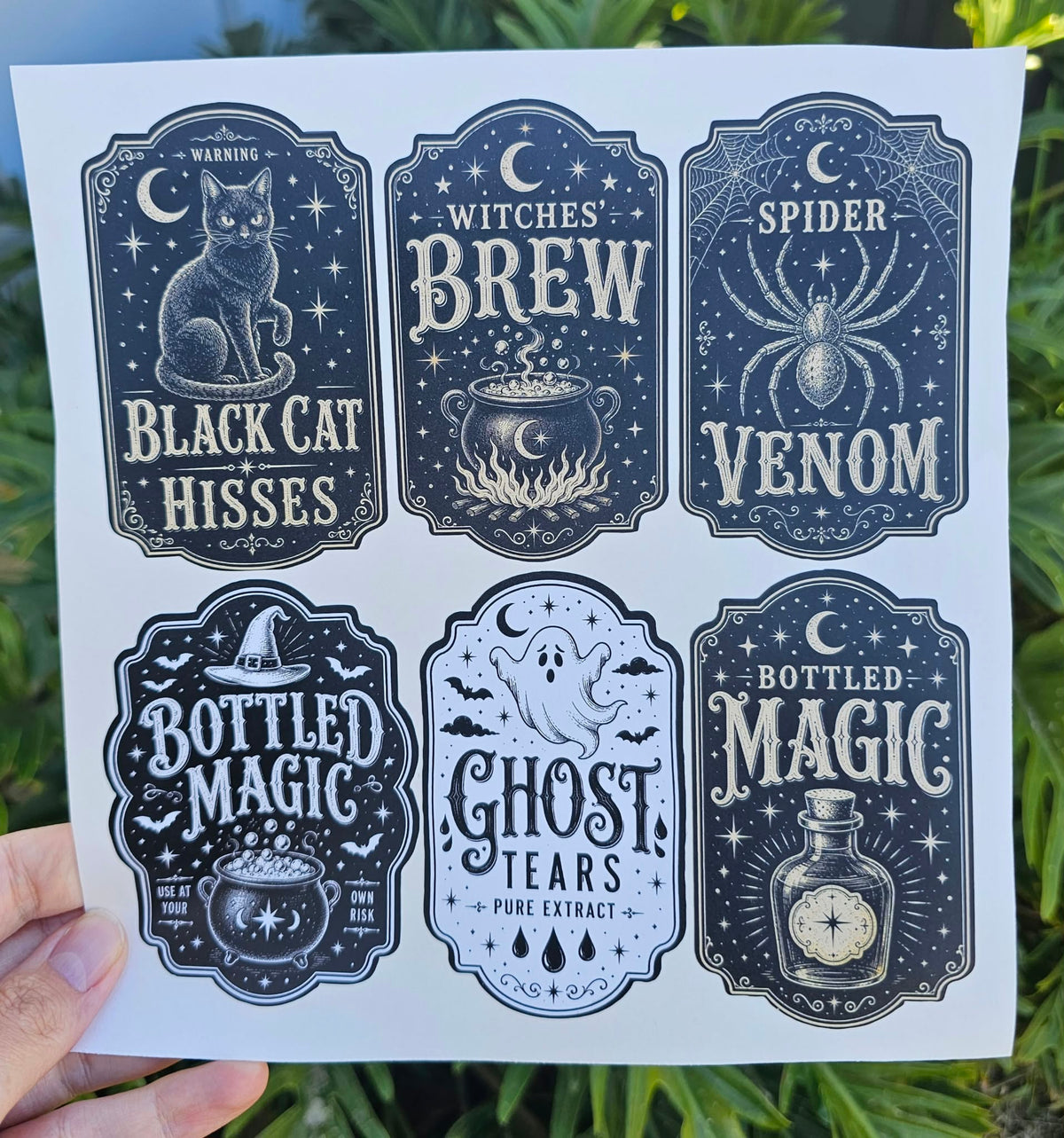 Vintage Potion Labels 6pk BnW