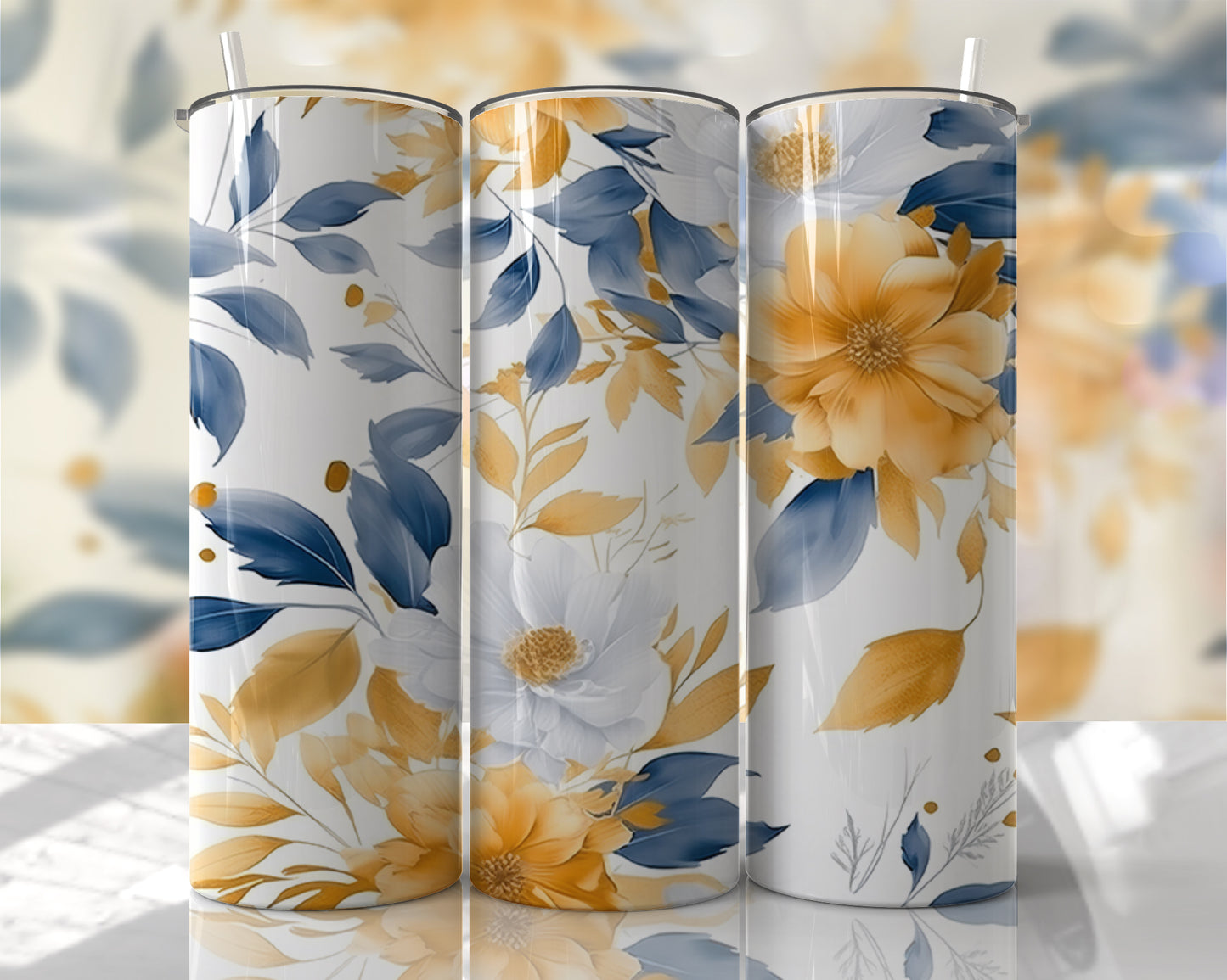 Golden Blue Flowers