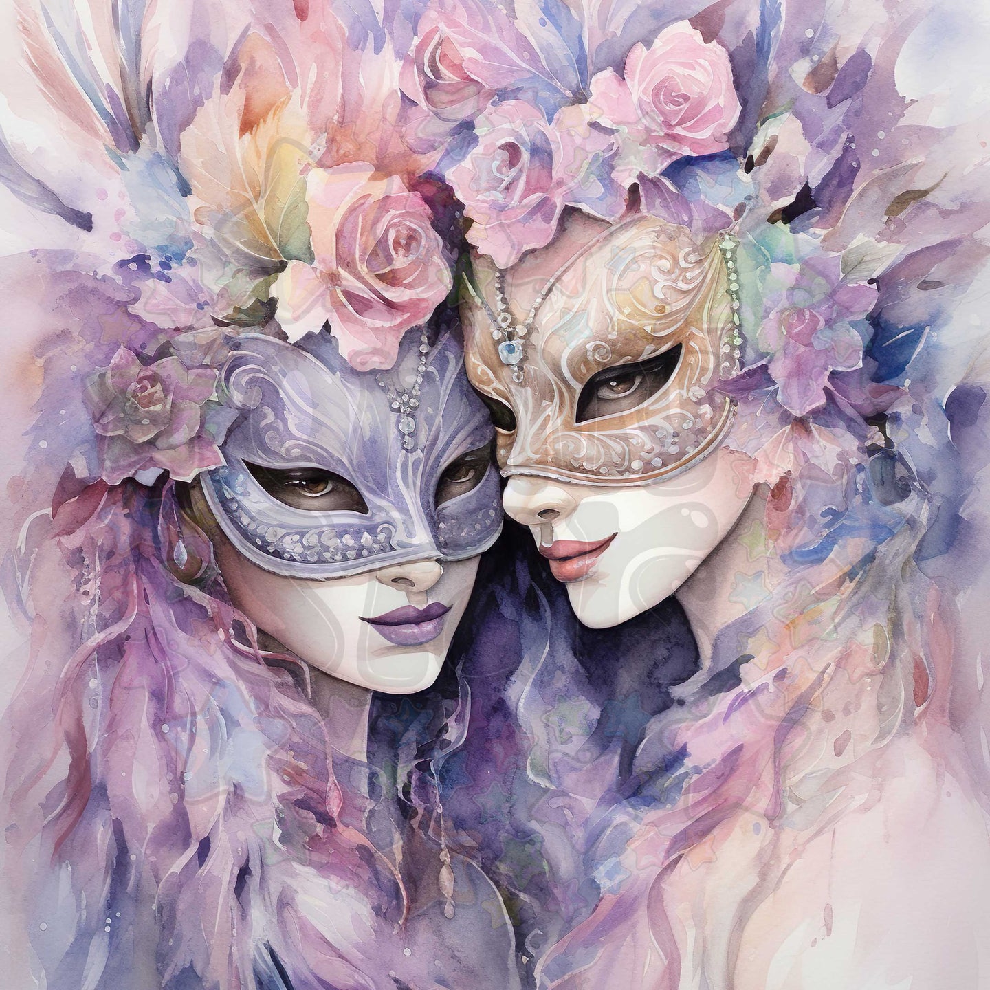 Pastel Masquerade Couple