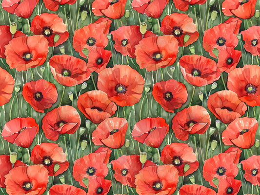 ANZAC Poppies Green BG