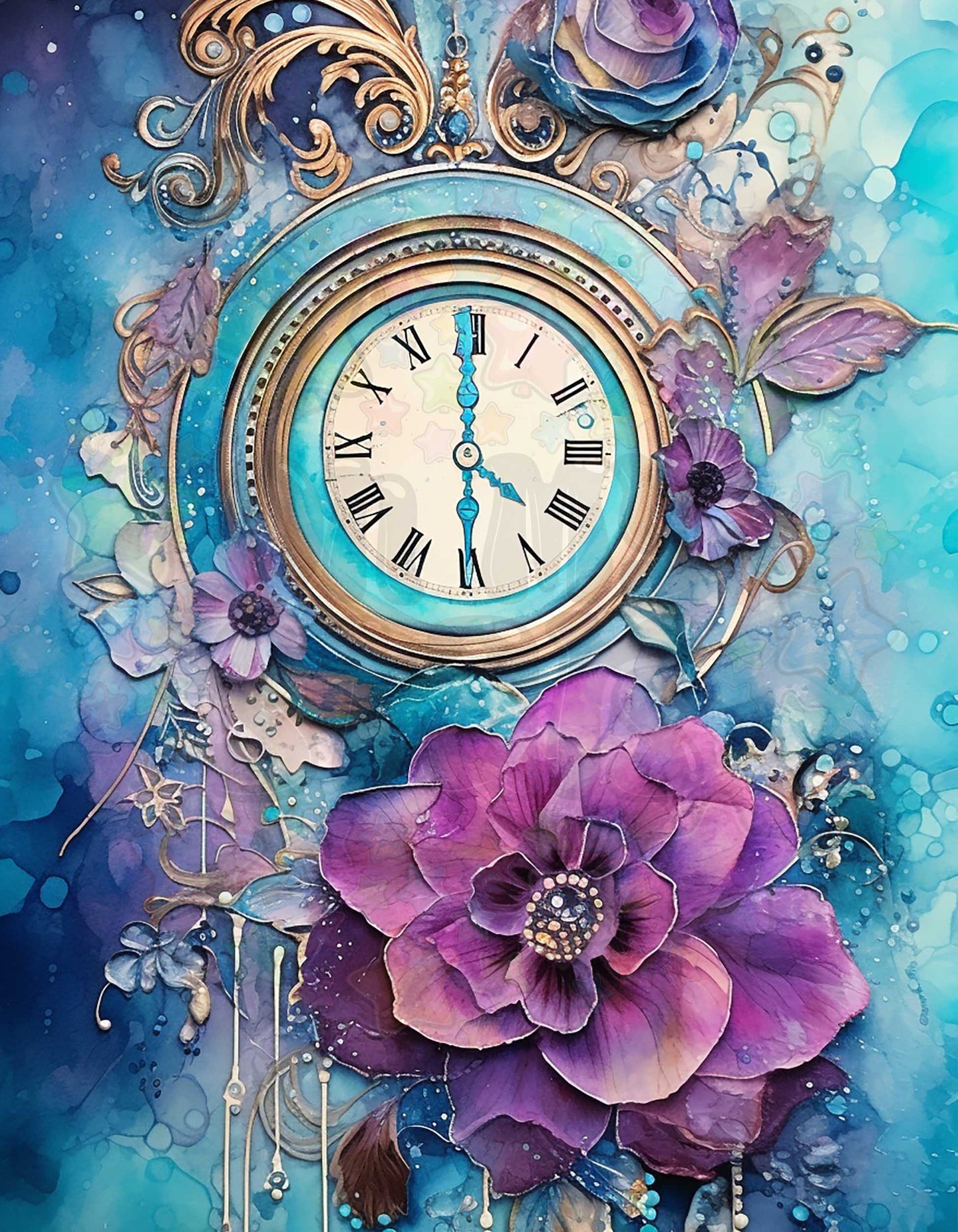 Blue Purple Clock