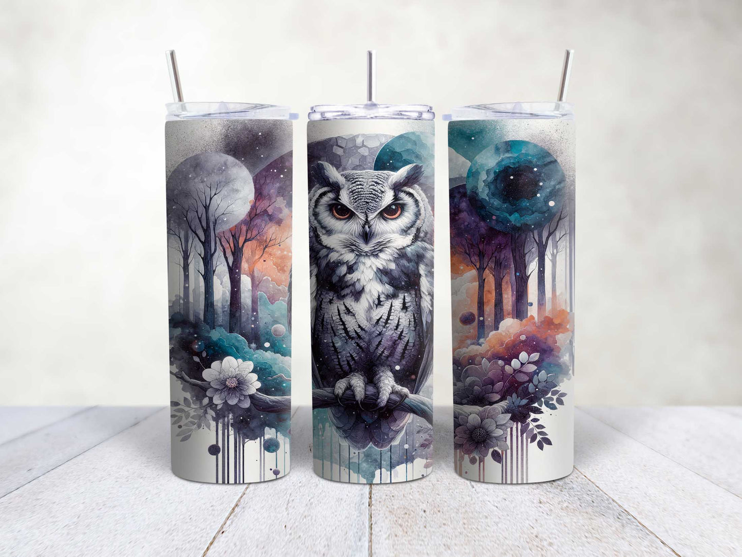 Dark Watercolour Owl