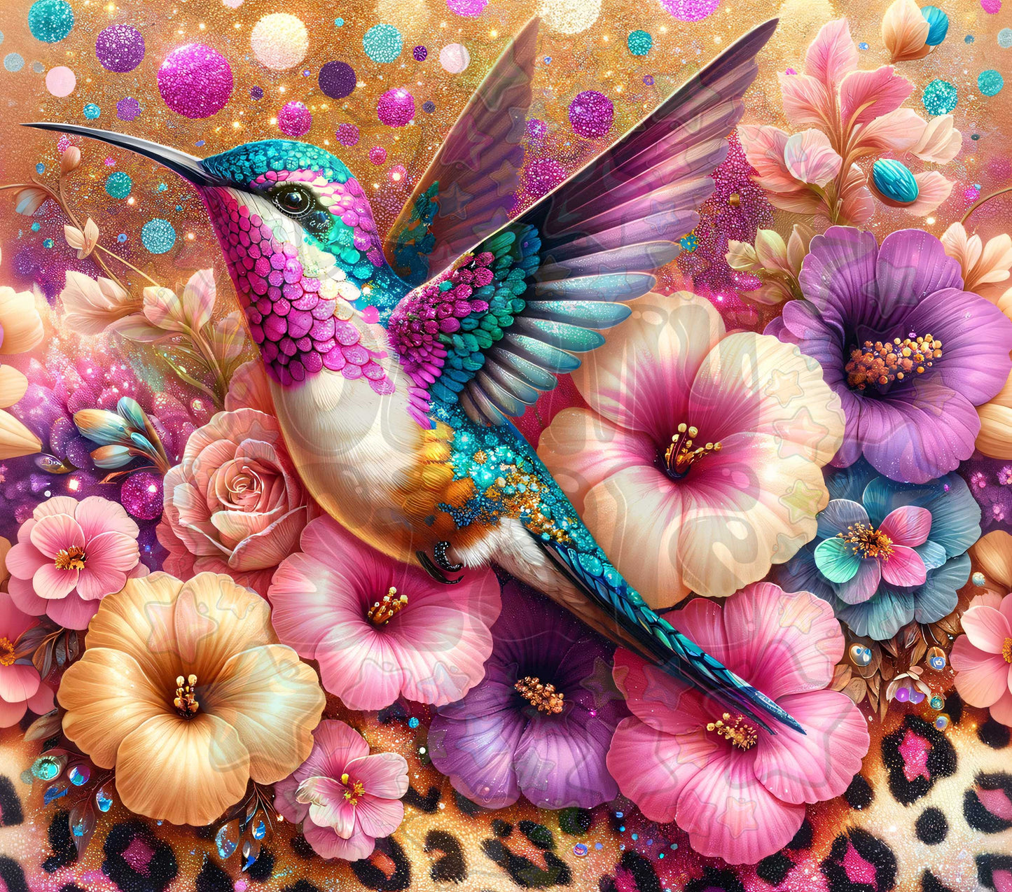 Aqua Glitter Humming Bird