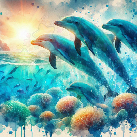 Dolphins over a Reef