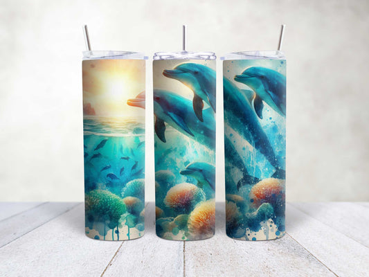 Dolphins over a Reef