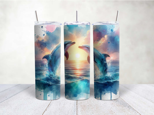 2 Dolphins at Sunset