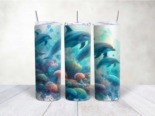 Dolphins over a Reef