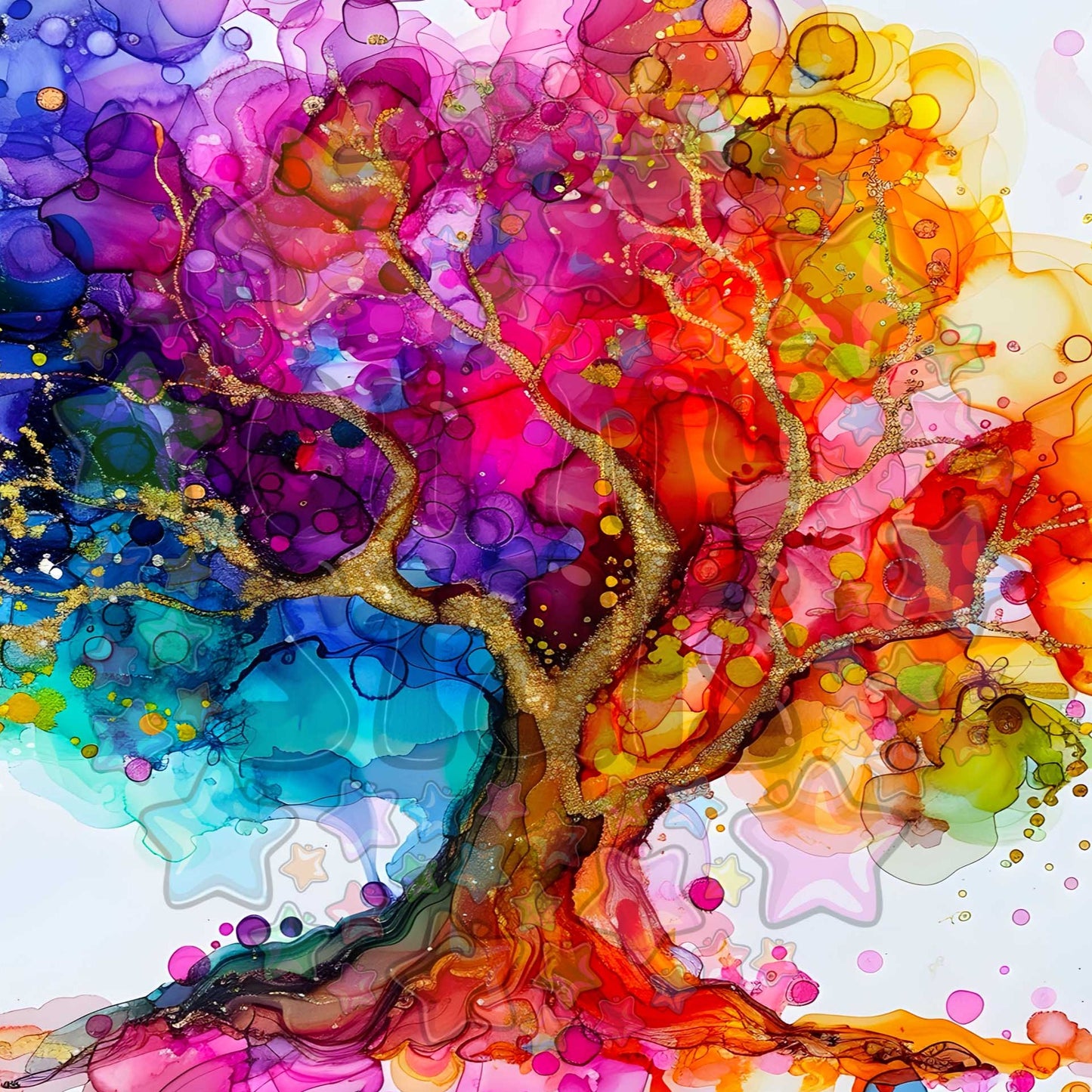Alcohol Ink Golden Streak Tree