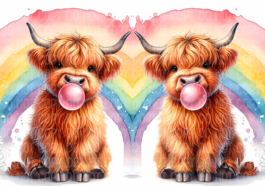 Rainbow Highland Cow