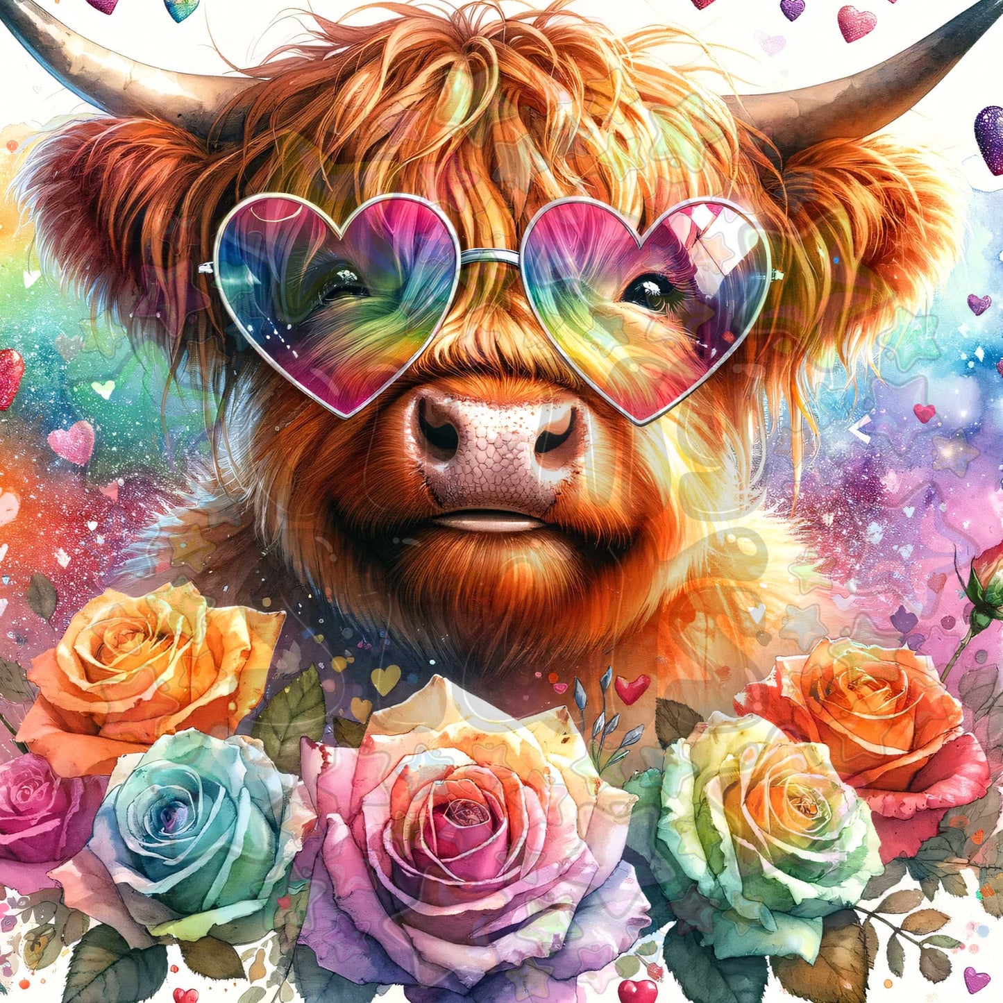 Highland Cow Rainbow Roses