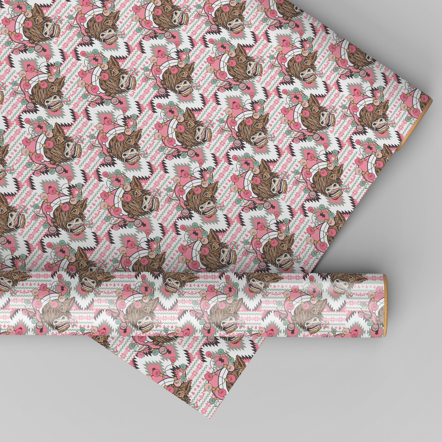 Highland Cow Pink Christmas