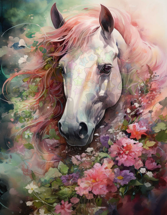 Horse Pink Flowers
