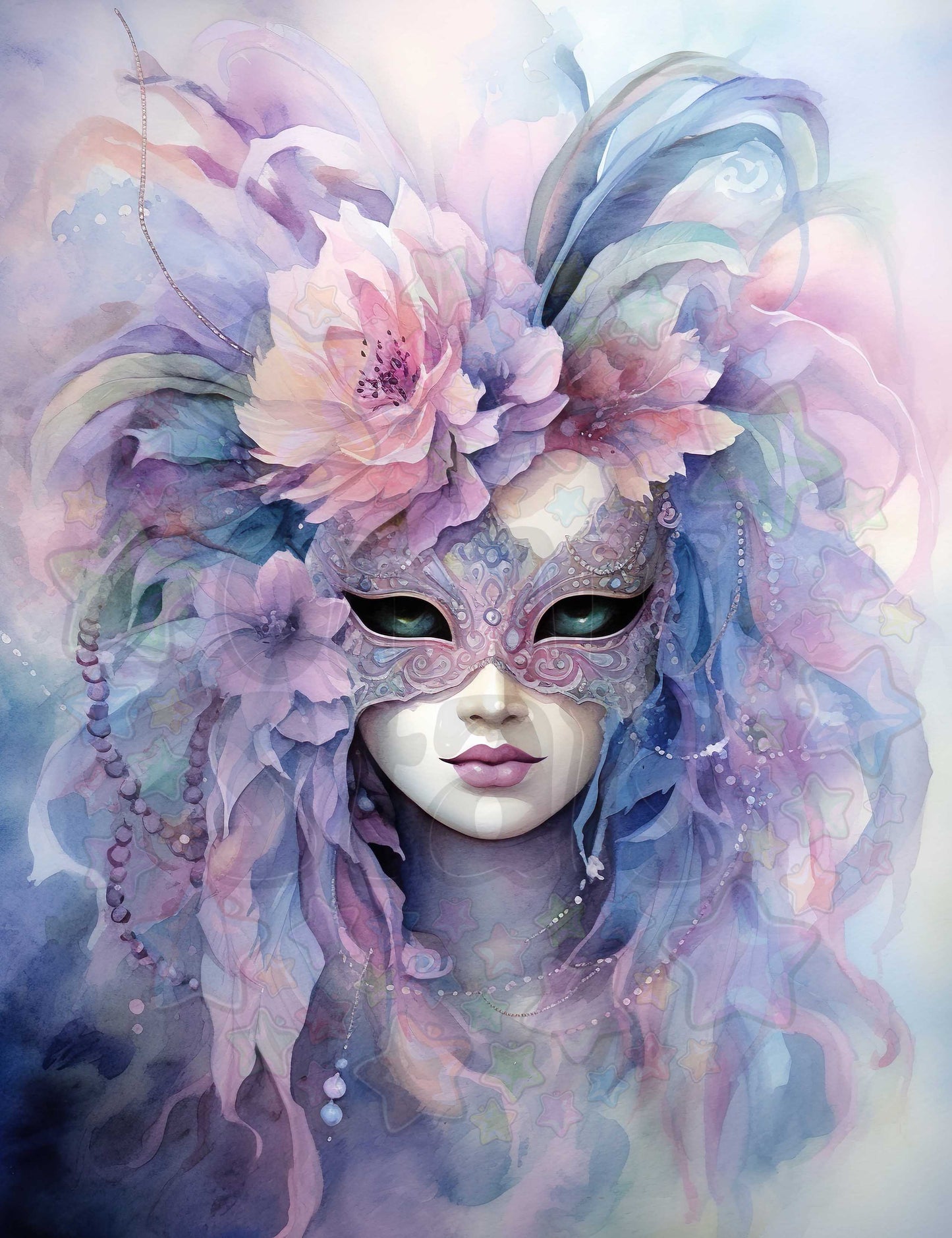 Pastel Masquerade Lady Feather