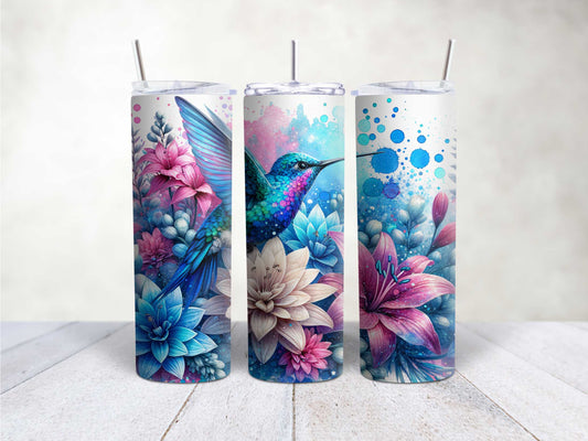 Pink and White Flower Hummingbird