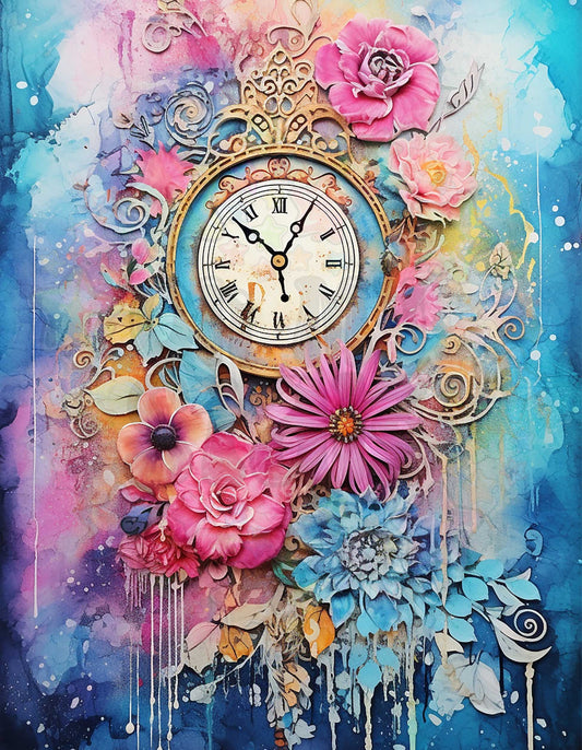 Pink and Blue Clock